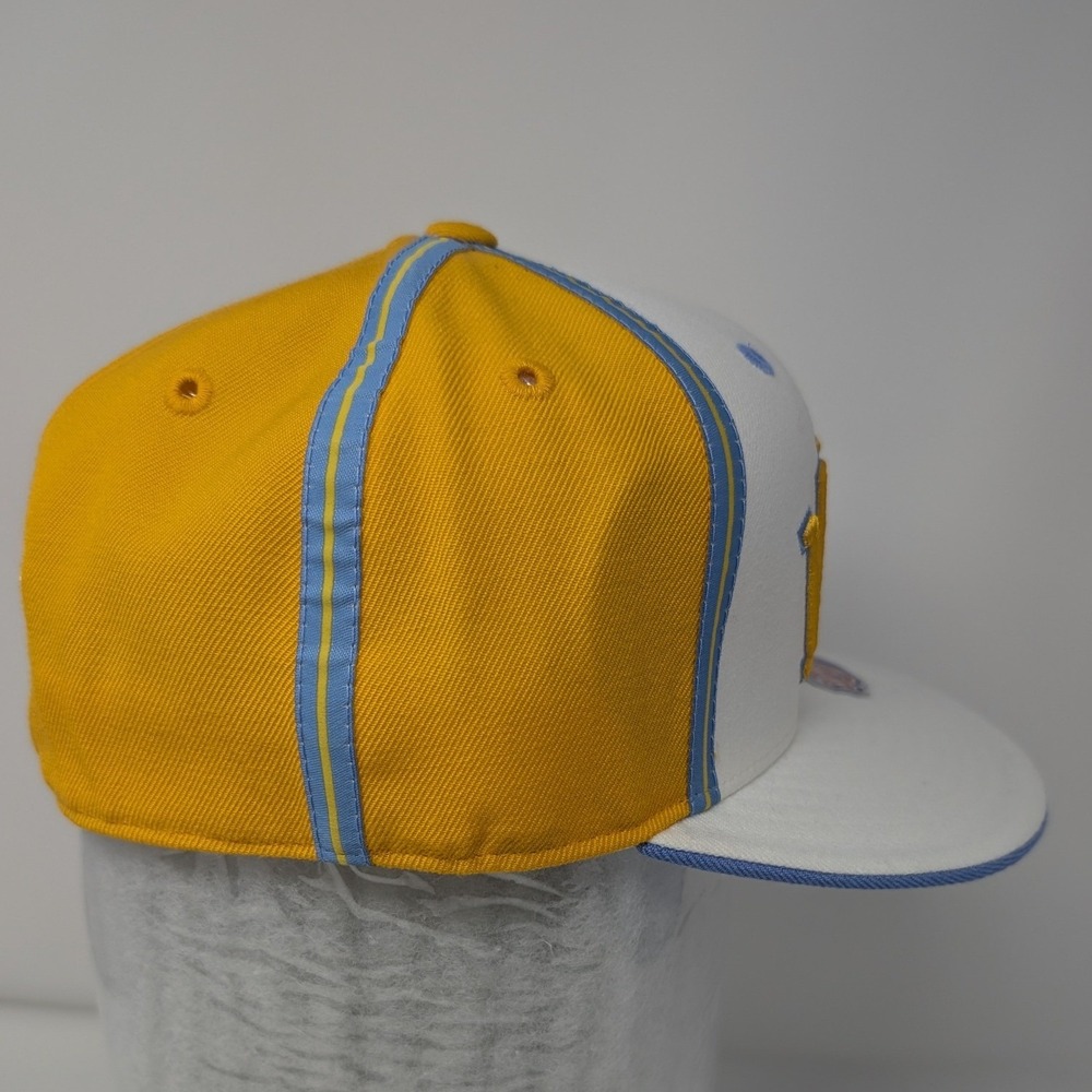 Reebok NWT MPLS Lakers D'Funkd Fitted Hat 7 3/8 Wool White Yellow Blue Flat Brim - Picture 3 of 13